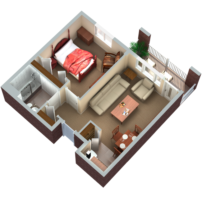 catered living floor plan - 1 bedroom - 1 bath