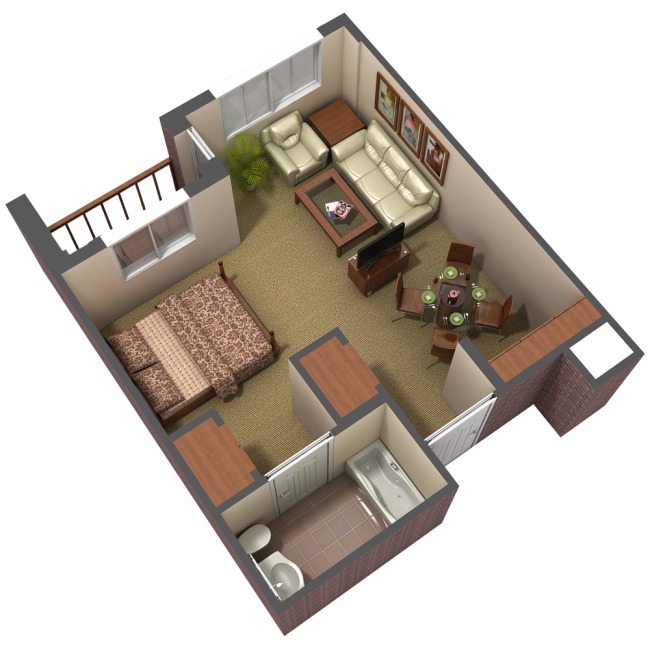 Abernethy Laurels efficiency apartment floor plan