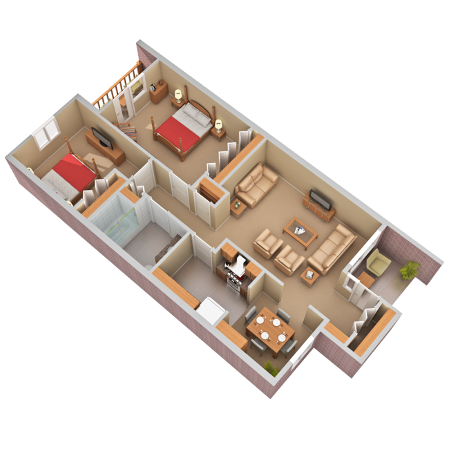 two bedroom - one bath apartment